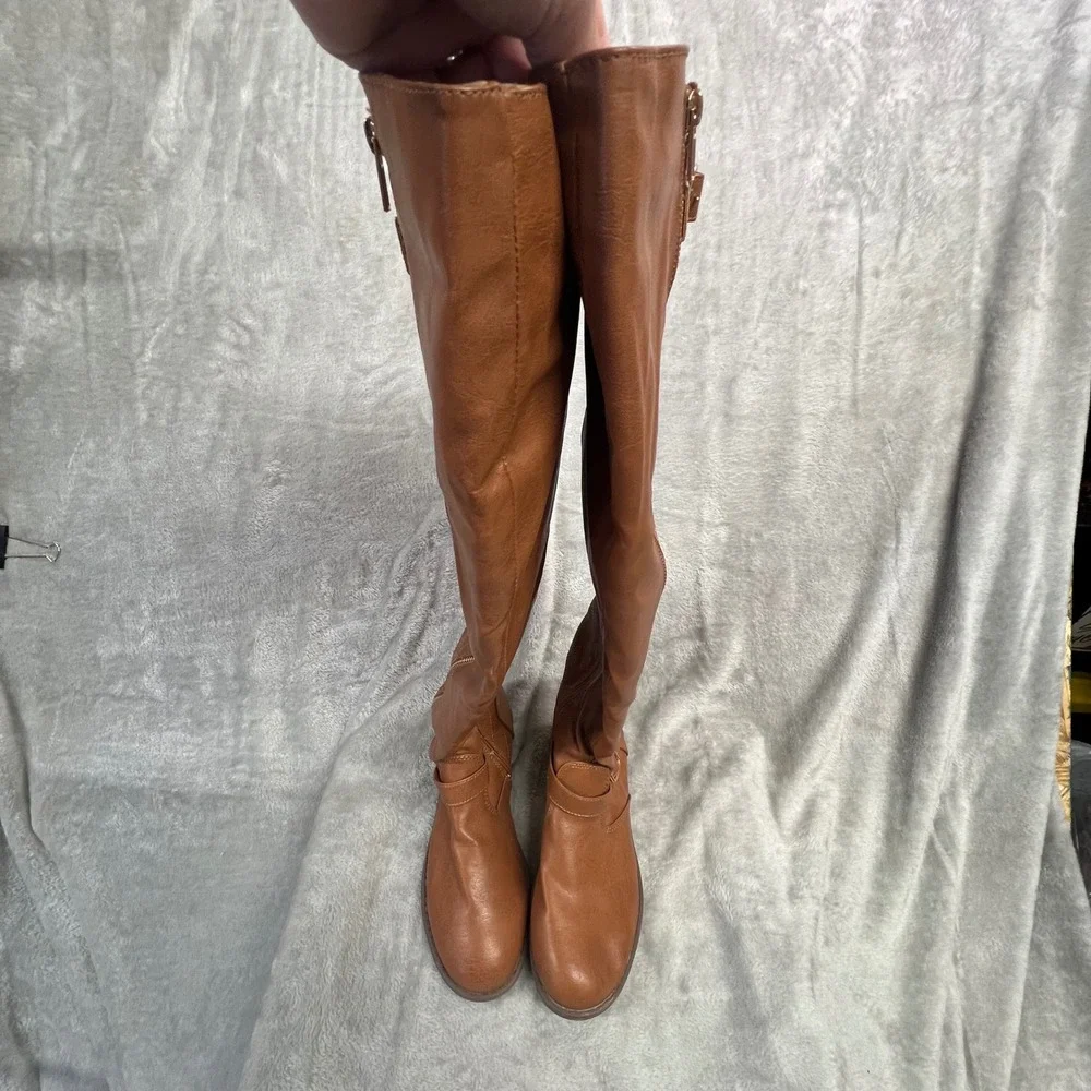NWOT Forever 21‎  Size 7 Brown Quilted Faux Leather Knee High Riding Boots